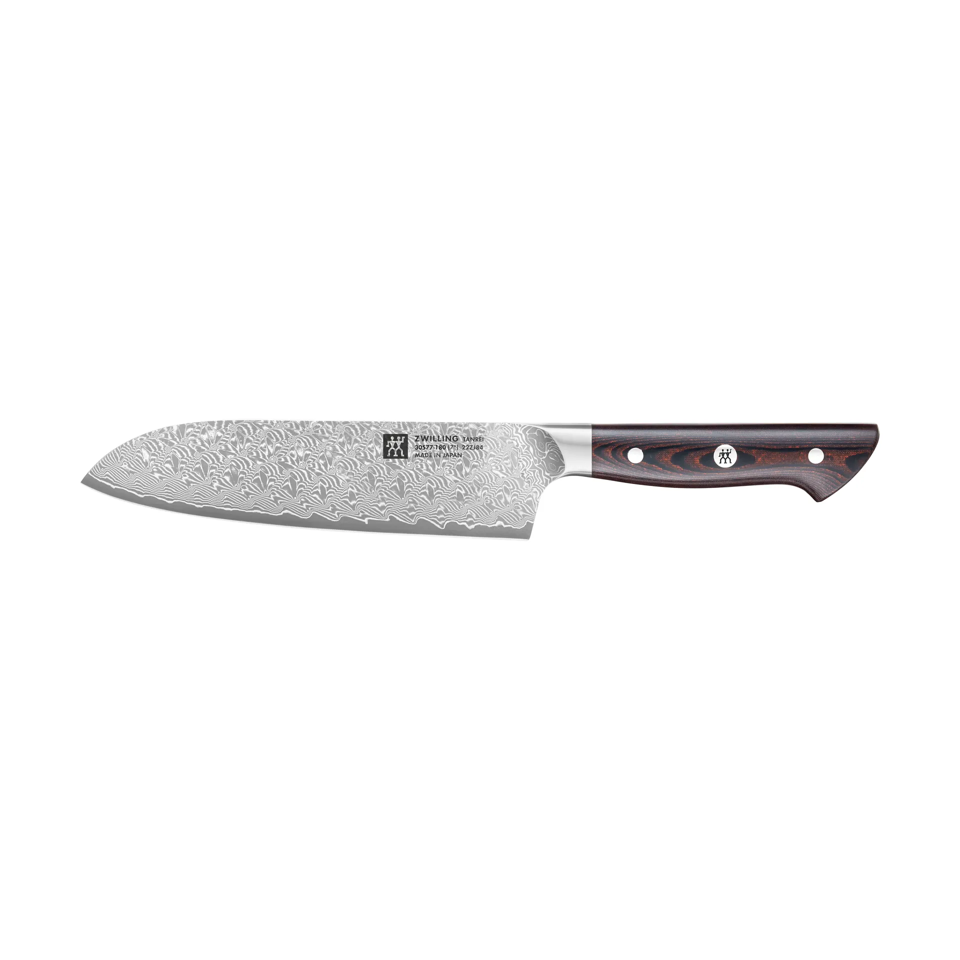 Zwilling Tanrei cuchillo santoku 18 cm, Acero damasco-negro Zwilling