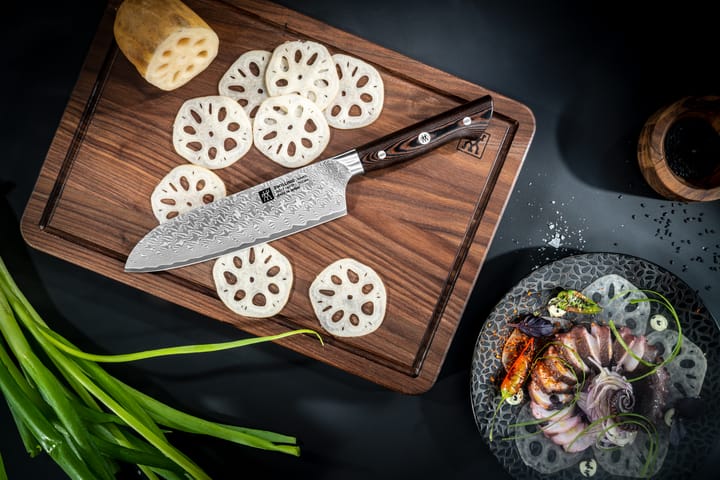 Zwilling Tanrei cuchillo santoku 18 cm, Acero damasco-negro Zwilling