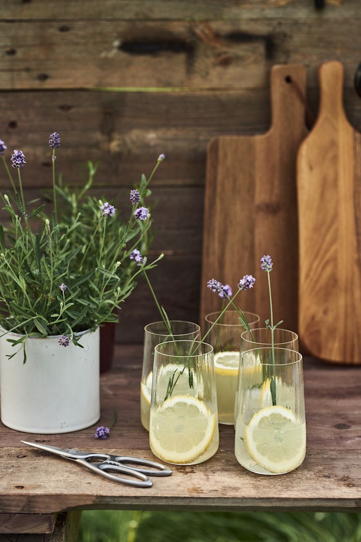 Bebidas veraniegas sencillas para probar este verano: clásica limonada con tónica en un vaso de Georg Jensen.