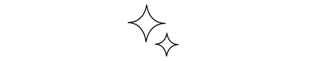 Dos iconos de brillo con contorno negro sobre fondo blanco.