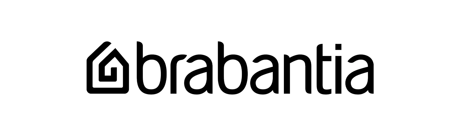 Logotipo de Brabantia con un icono de casa estilizada y el nombre de la marca en minúsculas.