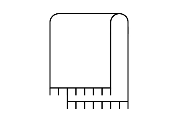 Icono de contorno de una manta doblada con flecos