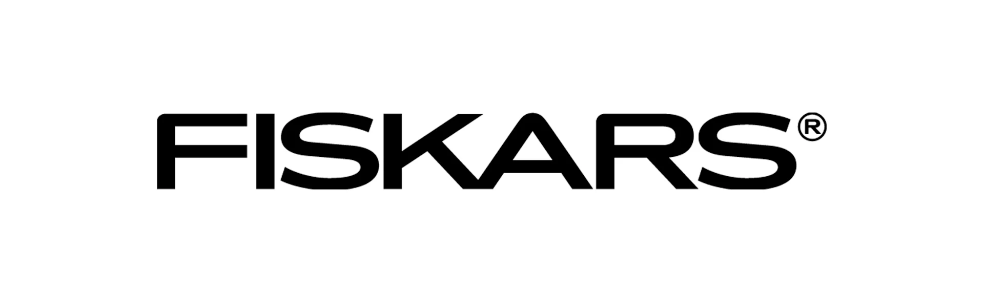 Logotipo de Fiskars, una marca denominativa estilizada en negro con un símbolo de marca registrada.