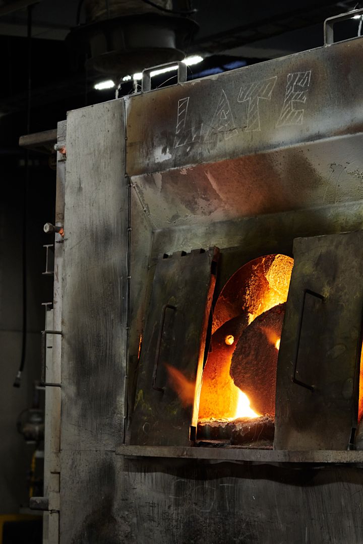 Un horno en la fábrica de vidrio de Iittala.